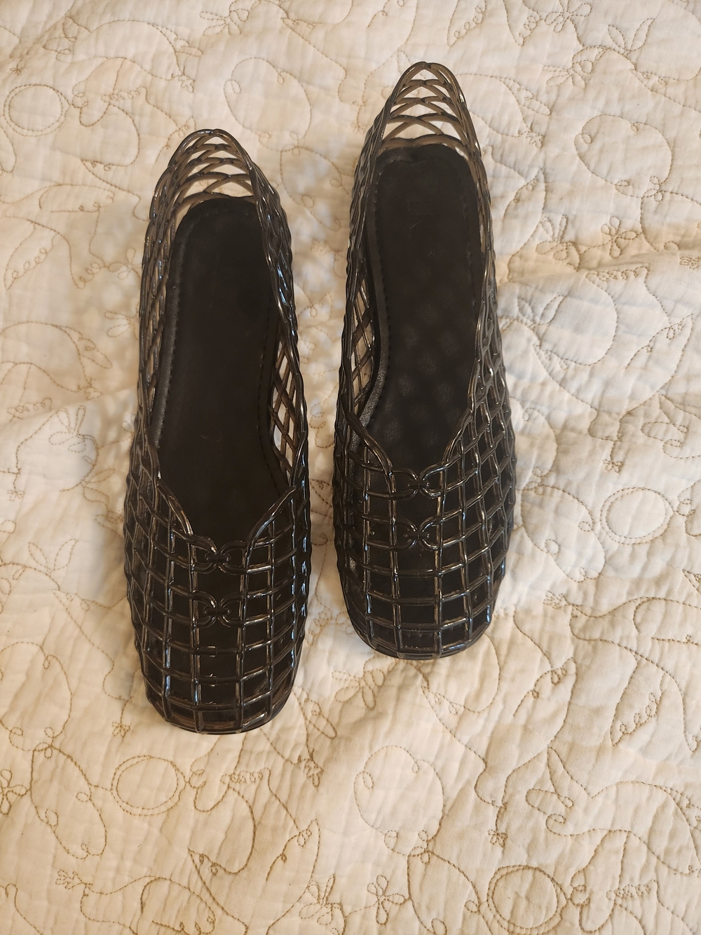 INC International Concepts Black Woven Jelly Flats